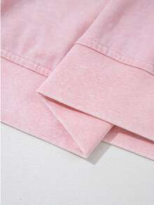 Mineral Wash Round Neck Tank Top Lined High Waist Split Skirt Set - Light Pink - 查看 7