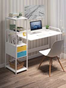 Muebles Escritorio Mesa De Madera Para Computadora 1.2metros - Blanco - Ver 2