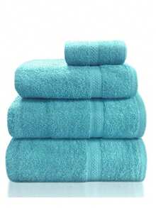 Toalla de Baño de Algodón 500 Gr.100% Algodon,Tamaño 100 x 150 cm (toalla sabana),70 x140 cm (toalla de ducha), 50 x 100 cm (toalla de lavabo) y 30 x 50 cm (toalla para bidé),Variedad de colores,Color Liso,Suave, Absorbente - Turquesa - Ver 2