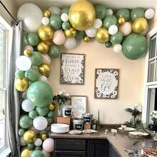 20/40 Stück salbeigrüne und goldene Luftballons-Set, geeignet für Hochzeiten, Geburtstage, Jahrestage, Abschlussfeiern usw. - Vielseitiges Dekor für Innenfeierlichkeiten, Geburtstagsballons