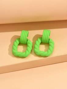 1 Pair Minimalist Square Ring Earrings, Spray Painted Acrylic Jewelry