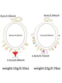 1pc Women's Fashion Jewelry, Ocean Themed Chain Necklace With Colorful Starfish, Seashell, Lobster Pendant, Suitable For Summer Beach Vacation, Beach Party And Daily Wear. Packaged In Velvet Bag
