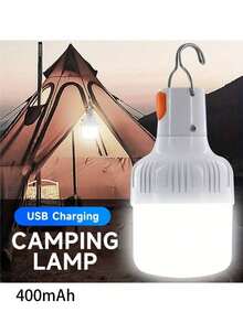户外便携式 LED 灯 USB 可充电露营灯 400mAh 防水灯泡应急灯，房间装饰，旅行，母亲节礼物，超亮多功能家用户外工作露营帐篷夜间应急灯 - 彩色 - 查看 2