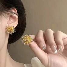 2 件精美蒲公英和烟花设计耳环，独特高端 2025 新款小众简约奢华耳环 - 彩色 - 查看 8