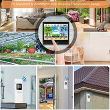 Geevon 1 件无线室内外气象站，带温度、湿度、露点、热指数、触摸屏 LCD 显示屏、闹钟和可调节背光