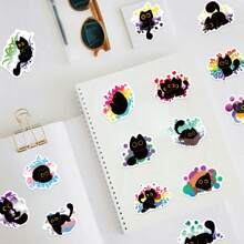 50 Stück Stolze schwarze Katzen Aufkleber Vinyl ästhetische Aufkleber für Scrapbooking, Journaling, Laptop, Stoßstange, Skateboard, Wasserflaschen, Computer, Handy, Cartoon, Schutzhelm, Auto, Schulmaterial, Rückkehr zur Schule