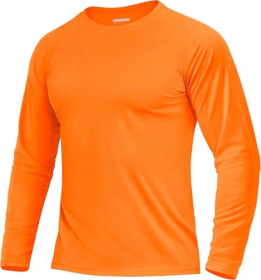Boladeci Men's UPF 50 Sun Protection UV SPF Shirts Long Sleeve Lightweight Quick Dry Swim T-Shirts Rash Guard - Orange - View 1