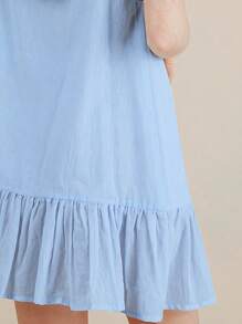 1pc Summer Fashion Sexy Ruffled Adjustable Strap Short Sleepwear Dress, Solid Color Home Dress For Women ,Vacation