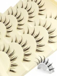 Rikuaild 5 Pairs Cartoon Style False Eyelashes, Anime Style False Lashes, Natural Lightweight Soft With Reusable Transparent Band Strip Eyelashes - Spiky Manga Lashes - View 4