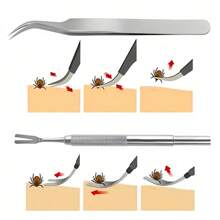 Herramienta de acero inoxidable para eliminar garrapatas - Cabeza en forma de V fácil de agarrar, sin residuos, portátil y duradera, adecuada para uso doméstico o de viaje, removedor de garrapatas, pinza de acero inoxidable para mascotas, tenedor para eliminar garrapatas de mascotas, herramienta repelente de mosquitos, herramienta ideal para el control de plagas de mascotas en verano