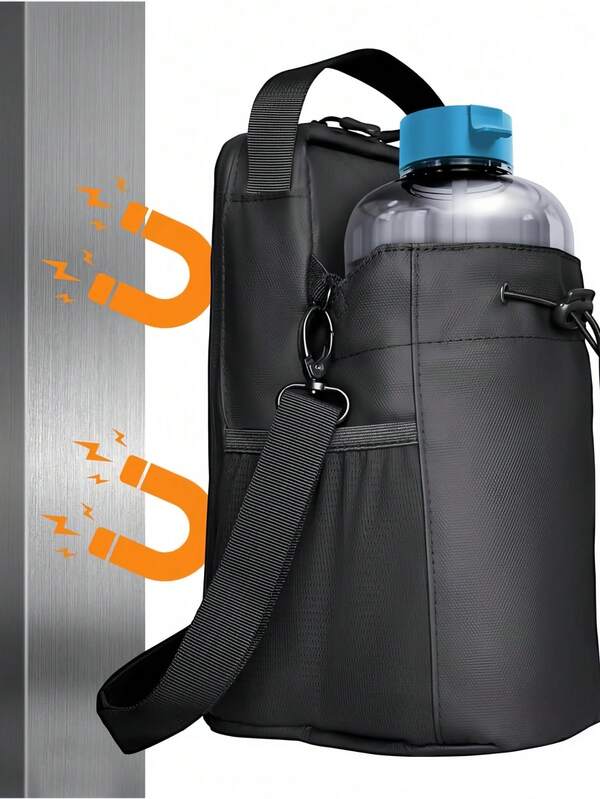 RUNJIG Unisex Magnetic Gym Bag – Crossbody Water Bottle With Magnetic Attachment | Water Bottle Holder, Gym Bag, Crossbody Bag For Travel, Sports, Work, Fitness