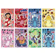 Disney 8pcs Disney  Make A Face Puzzle Stickers Graffiti DIY Diary Planner Phone Laptop Luggage Skateboard Car Birthday Gift Decals Waterproof Toys
