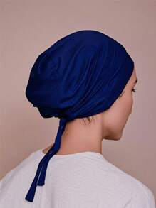 1 Stück HIAJB-Kappen im arabischen Stil des Nahen Ostens für Damen, einfarbig, Seiden-Baumwollmischung, verstellbarer Turban mit Kordelzug, geeignet für den Alltag