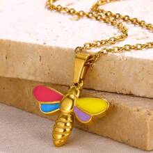 1pc Stainless Steel Dragonfly Pendant Necklace, Gift For Women