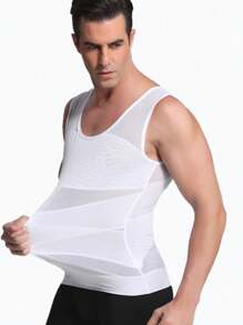 Slimming Mens Tummy Control Shapewear Vest Belly Gynecomastia Boobs Abdomen Compression Shirts Tank Top Underwear Waist Trainer Body Shaper Undershirts Training Sports Gym Workout Fitness
