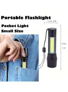 1-5 Packs Aluminum Alloy Rechargeable LED Small Flashlight, High Lumen, Super Bright Flashlight, Powerful 3 Modes COB Waterproof Flashlight For Outdoor Emergency Camping Hiking(Random Color Shipping)