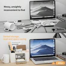 CasaCulina Desk Organizer With 2 Drawer, Multi-Functional Pencil Pen Holder, Plastic Desk Organizers And Storage With 5 Compartments For School Office Art Supplies (White)