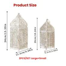 حامل شمعة فانوس بطراز قديم من الحديد، فوانيس معدنية بطراز مغربي - حامل ديكوري إبداعي للطاولة، ديكور منزلي بموضوع العائلة، ديكورات معلقة على الحائط للمناسبات الاحتفالية كعيد الميلاد والهالوين وديوالي وعيد الشكر، مناسب للاستخدام الداخلي والخارجي، الشمعة غير مشمولة.