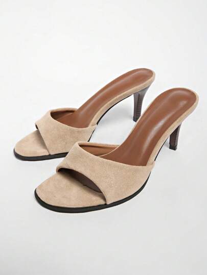 Summer New Women Shoes Mule Style Plastic Square Toe High Heel Sandals