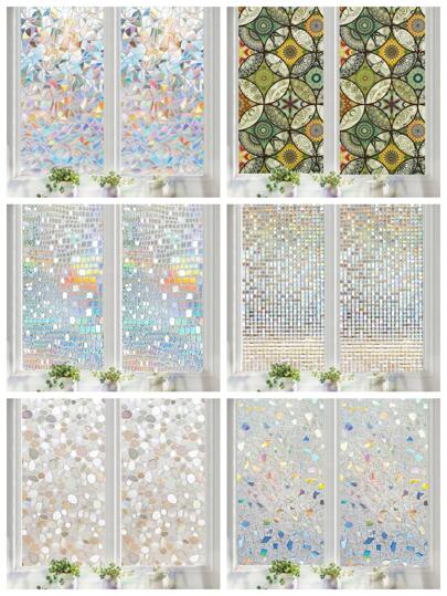 Película opaca para ventanas con diseño 3D de vidrio esmerilado, película decorativa estática desmontable para aislamiento de ventanas de cocina, baño u oficina