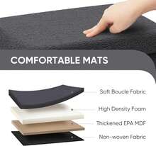 Storage Ottoman Cube Sherpa Ottoman Foot Rest,Small Foldable Portable Boucle Ottomans, Faux Teddy Fur, Grey 16.5"X12.6"X12.6" - 深灰色 - 查看 5