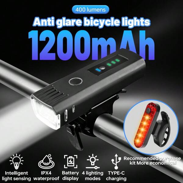 Ultra-lumineux Ensemble de feux avant et arrière de vélo LED, Jeu de lumières de vélo avec fonction de déverrouillage rapide, Éclairage de vélo étanche, Accessoires de vélo, Lampe de poche
