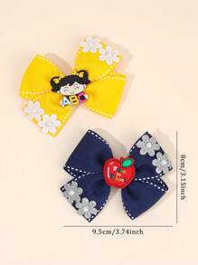 4 pezzi Accessori per il ritorno a scuola, fiocchi per capelli decorativi in cartone animato, mollette per unghie a forma di mela colorata, fermagli per decorazione a cerchio, accessori per i capelli carini per bambini piccoli, regali per feste di ritorno