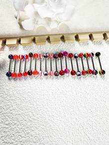 15 buc/set inele de limbă cu design floral colorat, bijuterii de corp unisex, potrivite pentru purtare zilnică și sărbători, cadou de Crăciun