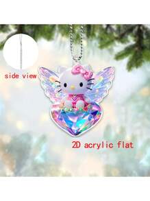 Sanrio 2D Flat[Authorized]1 Piece Hello Kitty Crystal Love Acrylic Pendant, Suitable For Rearview Mirrors, Car Fashion Pendants, Backpack Pendants, Keychain Accessories, Holiday Season Decorations, Cute Cartoon Character Design, Perfect For Valentine's Day, New Year, Christmas Party Supplies, Holiday Theme Decorations, Birthday Gifts, Home Pendants, School Decor School Surprise Dormitory Decor Back To School Home Decor Room Decor School Supplies