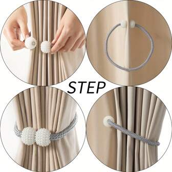 4pcs Curtain Lacing, Classic European Curtain Fixing, For Home And Office Decoration (White/Gray/Gold/Champagne)