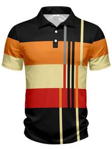 Plus Size Men's Business Casual Short Sleeve Polo Shirt - Multicolor - View 2