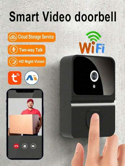 Video Doorbell Camera Tuya/Kement HD Smart WiFi Video Doorbell Wireless Operated 2-Way Audio, Night Vision, Cloud Storage Audio & Speaker Night Vision For IOS&Android
