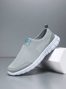 Mesh Slip-On Casual Soft Bottom Breathable Athletic Sneakers, Summer Slouchy Shoes