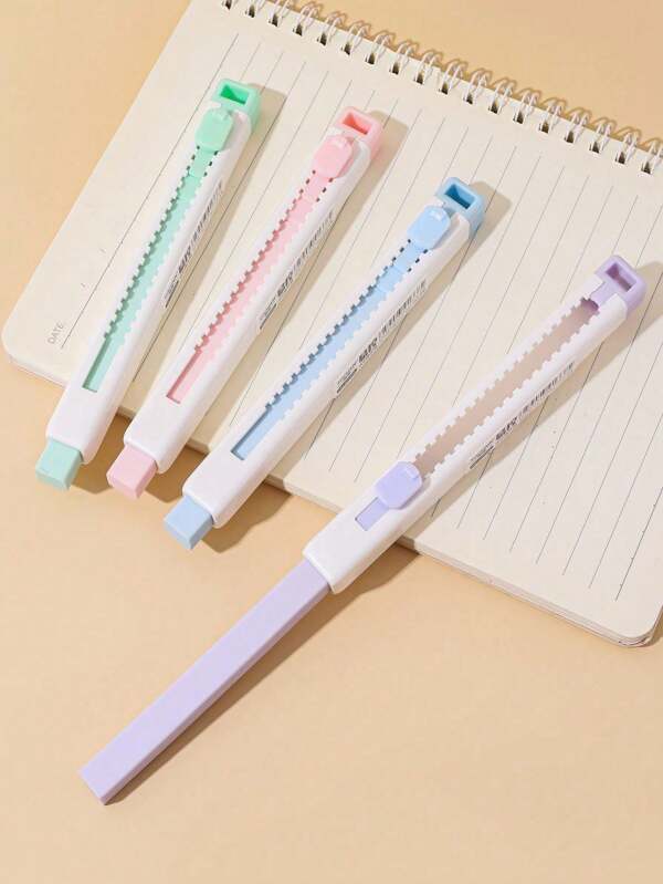 TOCHAIN 1pc/2pcs/4pcs Random Color Retractable Erasers, Student Friendly Non-Smudge Mess-Free Reusable Colored Erasers, Creative Stationery School Supplies, Perfect Gifts For Students, Graduation, Back To School, Birthdays, School Season, Office Supplies, Jesus Reading Supplies