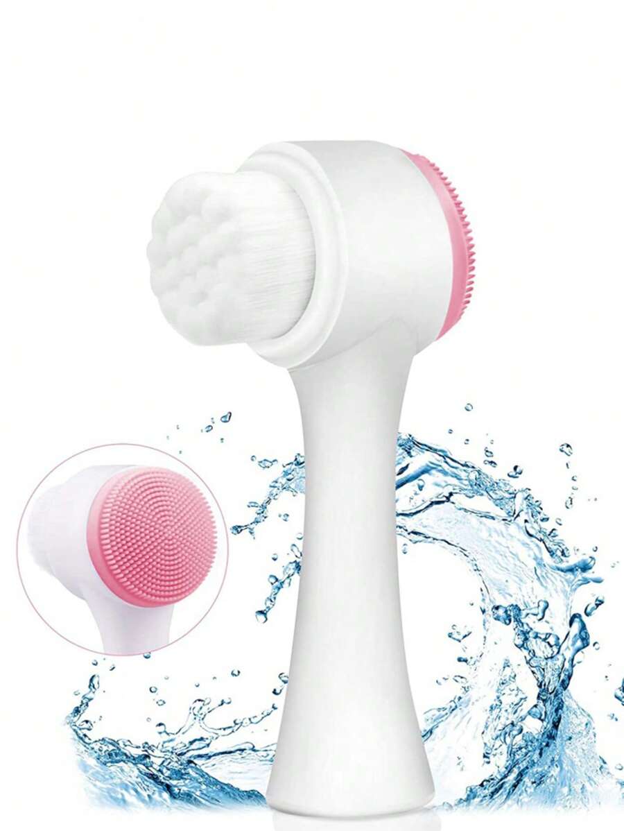 قطعة واحدة فرشاة تنظيف الوجه اليدوية ذات الوجهين، فرشاة تقشير الوجه، فرشاة تنظيف الوجه بشعيرات ناعمة، ممسحة للتدليك وتنظيف البشرة