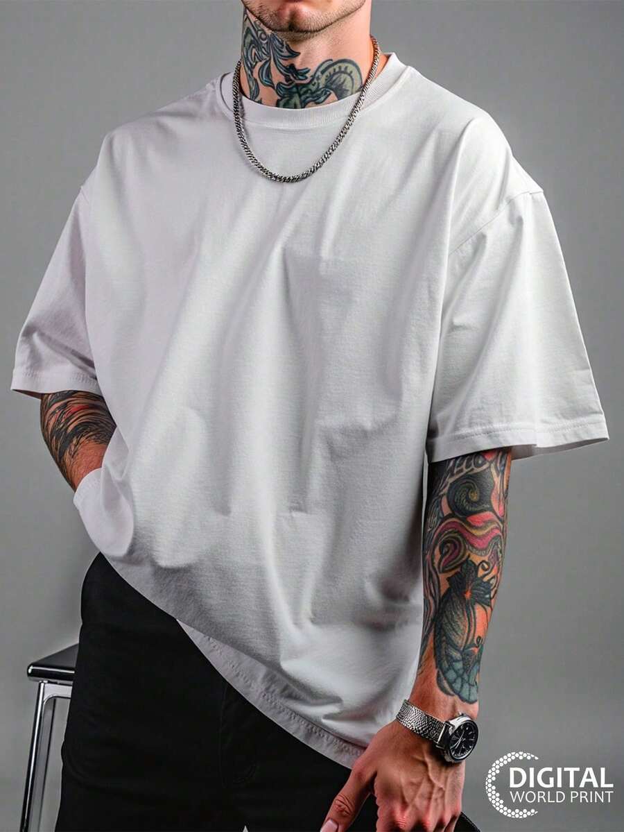 Shirt Oversized Streetwear Premium Basic Plain Yarn 30.1 Combed 100% Cotton - 白色1 - 查看 1