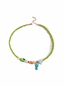 波西米亚风格树脂海星、珍珠、贝壳和鱼装饰串珠吊坠项链