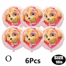 Paw Patrol Offiziell genehmigter 6er-Pack PAW Patrol Brave Adventure Suche und Rettung Hunde Thema Geburtstags Party Deko Ballon Set, 18 Zoll süßer Stadt Rettungshund Muster runder Aluminiumfolie Ballon Set, verschiedene Styles wählbar, Geburtstagsparty Wanddekoration, perfekt für Geburtstag Zeremonien Partywand Deko, Ballon Kombinations Dekorations Zubehör