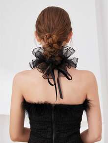 1pc Fashionable Solid Color Mesh Women Faux Collar For Dress For Christmas Decor - Multicolor - View 3