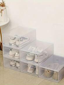 12pcs/Set,Shoe Storage Box, Clear Stackable Shoe Organizer For Closet, Space Saving Foldable Shoe Rack Sneaker Container ,High Quality Shoe Rack Shoe Box