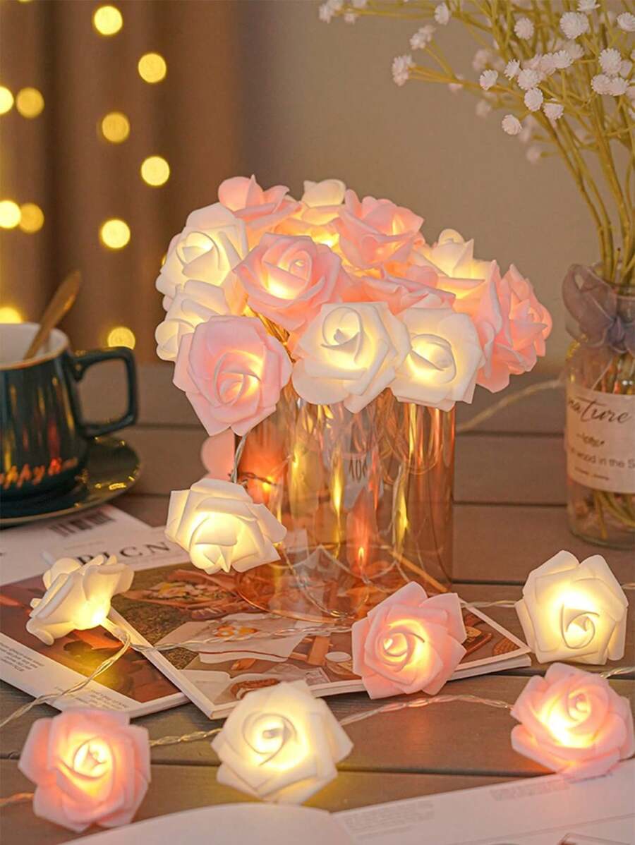 Luzes de Corda Imitação de Rosa LED, Decoração Romântica para Pedido de Casamento