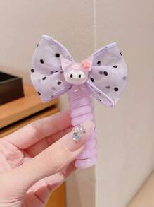 Sanrio 1 pieza Pinza para el cabello con estampado de dibujos animados de Sanrio Kuromi para niños, diadema con alta elasticidad y sin dañar el cabello, banda telefónica rizada, adecuada para regalar y uso diario, amado por los niños, regalos de cumpleaños para buenos amigos y hermanas, regalos de Navidad, regalos del Día de San Valentín (algunos pueden ser aleatorios)