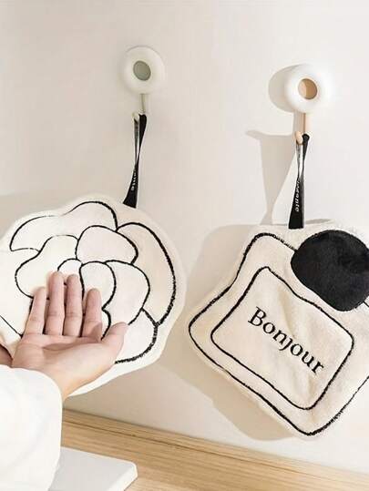 3pcs French Camellia Hanging Hand Towels - Ultra Absorbent, Thick & Soft Polyester Blend, Lint-Free Kitchen & Bathroom Decor,Bathroom Towel, Portable Wiping Towel, Reusable Towel, Perfectly Suitable For Bathrooms, Kitchens And Toilets Back To School Dish Cloths Kitchen Towel