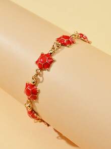 1 件时尚海洋风格海龟珐琅可调节绳手链，适合情人节、朋友、家庭聚会、礼物、女士日常佩戴