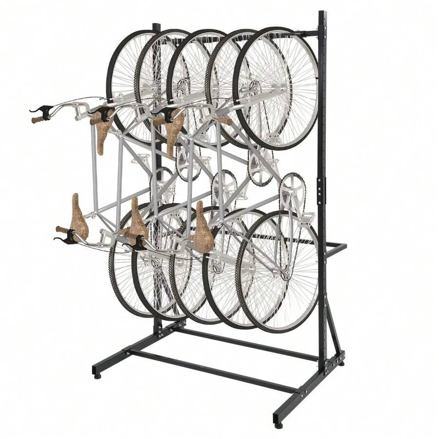 Huisuilinss Bike Storage Rack,Freestanding Bike Rack For 5 Bicycles,Vertical Bike Rack With 300 Lbs Capacity,Indoor Garage Floor Stand,Adjustable Height Bicycle Organizer - Black - View 1
