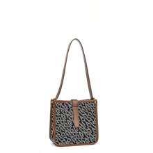 1pc 2025 New Women's Elegant Fashion Versatile Shoulder Diagonal Crossbody Bag, Letter Print Embossed Coffee Color Casual Patchwork Color Block Square Handbag, Suitable For Daily Commuting, Work, Shopping, Dating, Travel