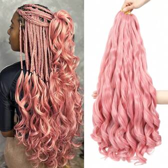 1 Pack 100g Pink French Curl Braiding Hair, Loose Wave Braiding Hair 1 Pack 12/24 Inch Silky Crochet Braids Spanish Curly Synthetic Spiral Curl Braiding Hair Extensions