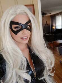 派对球黑色 PU 皮革猫面具、迷彩眼罩或超级英雄面具，适合派对角色扮演服装、角色扮演道具、面具、派对面具 - 彩色 - 查看 3