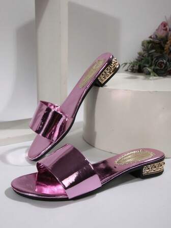 圆头凉鞋女式新款系带粗跟拖鞋黑色平底凉鞋，欧码加大码