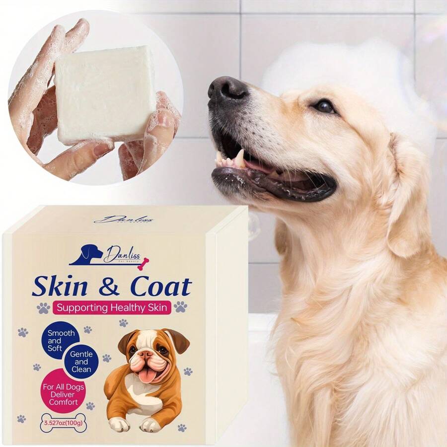 100g Savon pour la peau et le pelage - Formule pour une peau saine et un pelage brillant, réduit la chute des poils et les démangeaisons, favorise une peau souple et un pelage sain et brillant, en fait un incontournable quotidien pour le bien-être général de votre animal de compagnie.